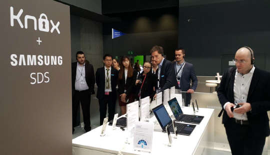 지난 2월 열린 MWC2016 전시회에 참가한 삼성SDS 부스에는 모바일 기반의 다양한 기업용 솔루션이 등장했다.  삼성SDS 제공